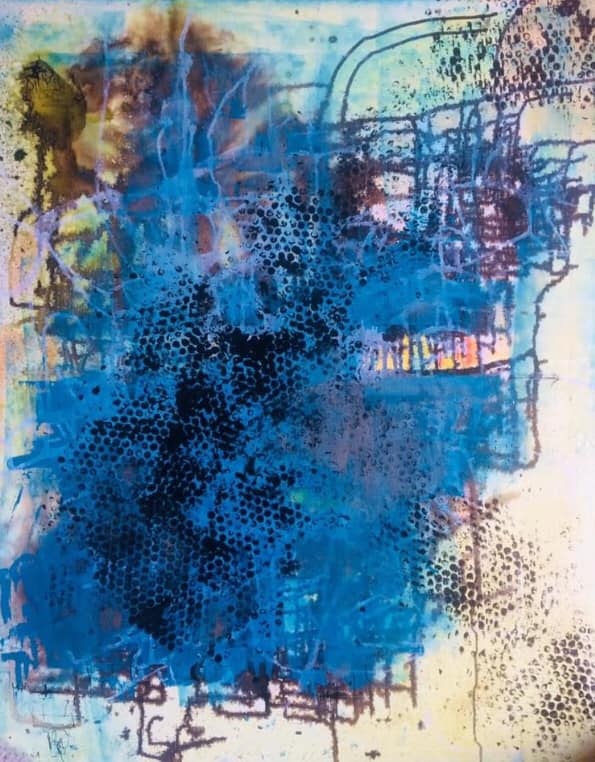 wonderfullworld100 x 120 cm - coulures de café et d’huile sur toile de lin glaçage aléatoire en résine